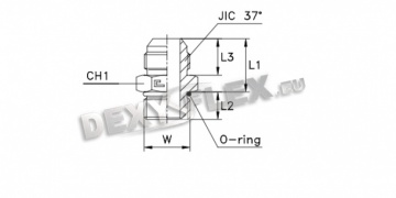 Products / Pipe fittings / SAE J514 carbon / Мale stud coupling with o-ring UNF