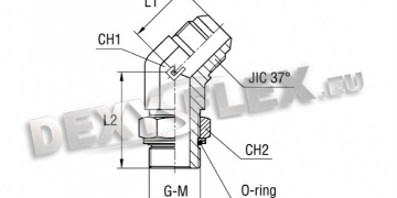 Products / Pipe fittings / SAE J514 stainless / 45° adjustable male stud elbow with o-ring and washer standard body | stainless