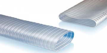 Furtunuri / Furtunuri din poliuretan (PUR) / Furtun plat din poliuretan antistatic pentru aspirarea și transportul materialelor abrazive – PUR FLAT